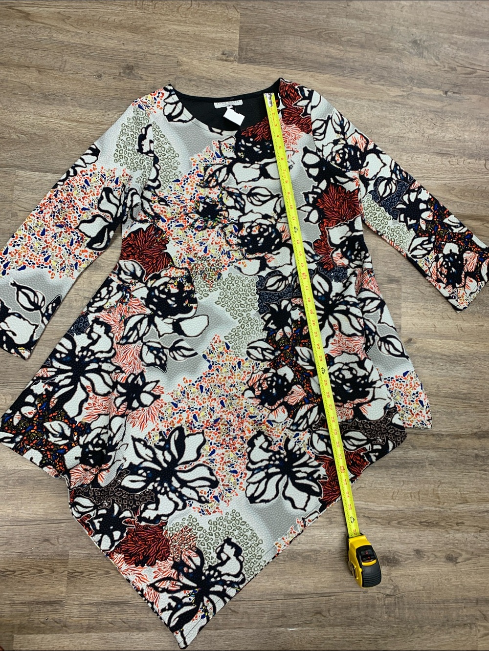 Bryn Walker Floral Handkerchief Hem Tunic - Black, White, Coral, Navy